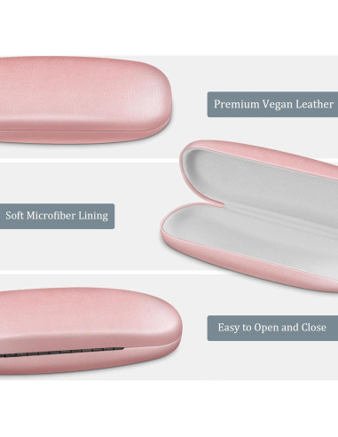 Funda Dura para Gafas Fintie con Paño de Limpieza Rosa