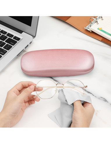 Funda Dura para Gafas Fintie con Paño de Limpieza Rosa