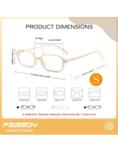 Gafas de Luz Azul Retro FEISEDY para Mujeres - Montura Pequeña