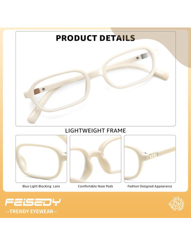 Gafas de Luz Azul Retro FEISEDY para Mujeres - Montura Pequeña