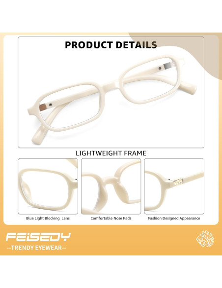 Gafas de Luz Azul Retro FEISEDY para Mujeres - Montura Pequeña