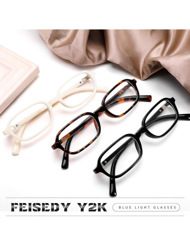 Gafas de Luz Azul Retro FEISEDY para Mujeres - Montura Pequeña