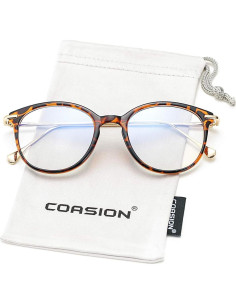 Gafas Anti Luz Azul COASION Vintage Redondas 48mm Tortuga/Oro 2