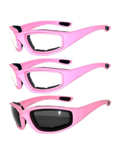 Paquete de 3 Gafas de Motocicleta Acolchadas UV