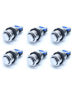 6 Botones de Arcade Cromados Arcity 28mm con Microswitch