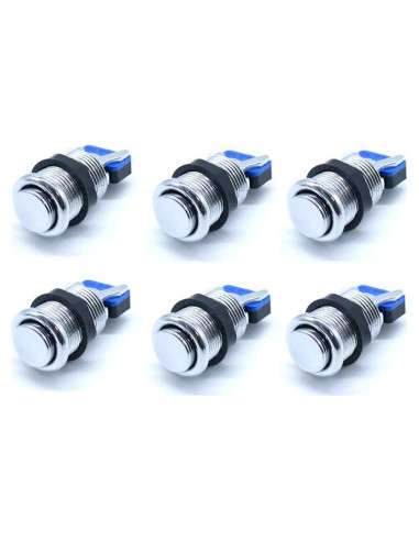 6 Botones de Arcade Cromados Arcity 28mm con Microswitch