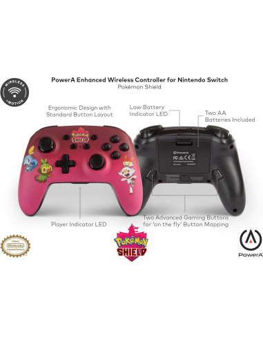 Controlador Inalámbrico PowerA Nintendo Switch Escudo Pokémon