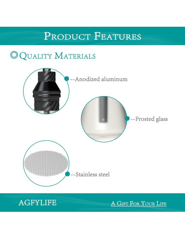 Hookah Portátil AGFYLIFE Mini de Vidrio y Aluminio Negro