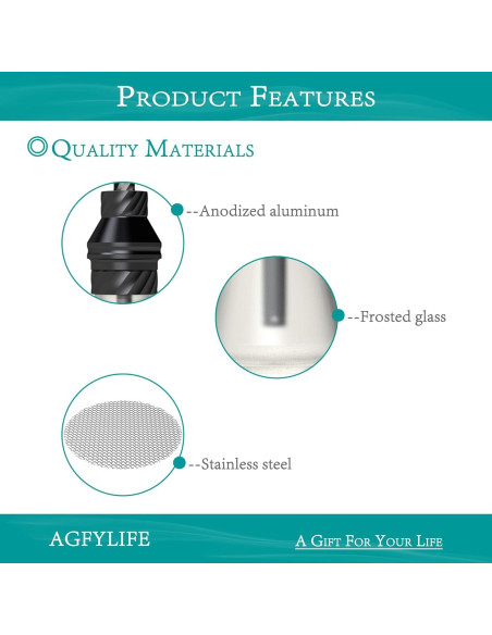 Hookah Portátil AGFYLIFE Mini de Vidrio y Aluminio Negro