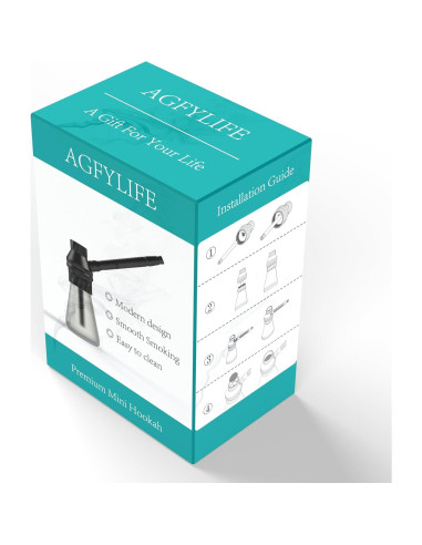 Hookah Portátil AGFYLIFE Mini de Vidrio y Aluminio Negro