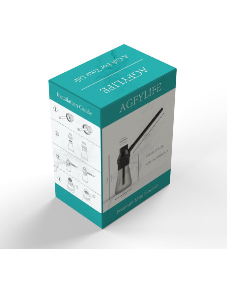 Hookah Portátil AGFYLIFE Mini de Vidrio y Aluminio Negro