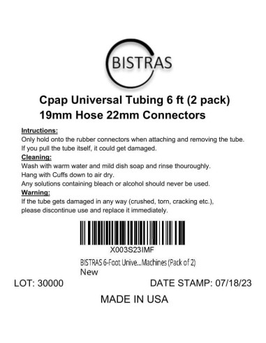 Manguera CPAP BISTRAS 2 Piezas 182 cm Estándar 22mm Gris