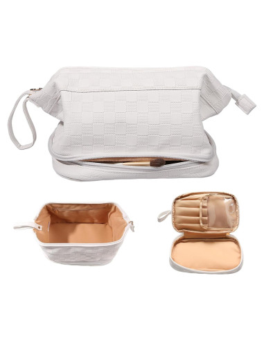 Bolsa de Maquillaje Abiudeng PU Gran Capacidad con Asa