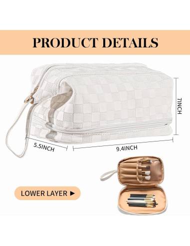 Bolsa de Maquillaje Abiudeng PU Gran Capacidad con Asa