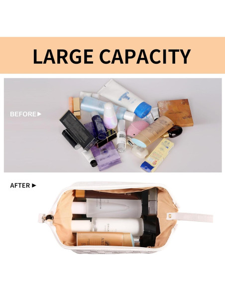 Bolsa de Maquillaje Abiudeng PU Gran Capacidad con Asa