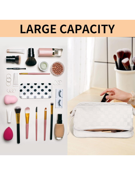 Bolsa de Maquillaje Abiudeng PU Gran Capacidad con Asa