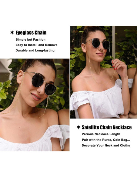 Cadena de Gafas PEARLADA de Oro 18K con Lazos Ajustables Cadena de Gafas PEARLADA de Oro 18K con Lazos Ajustables