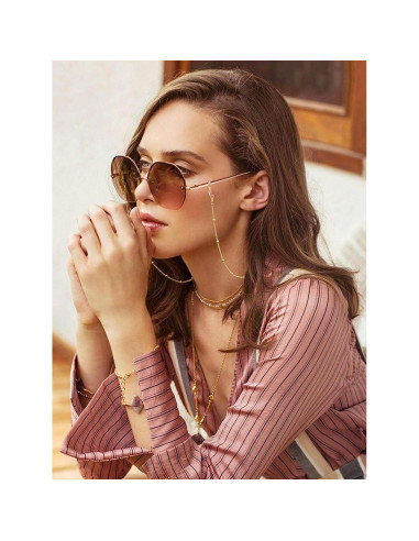 Cadena de Gafas PEARLADA de Oro 18K con Lazos Ajustables
