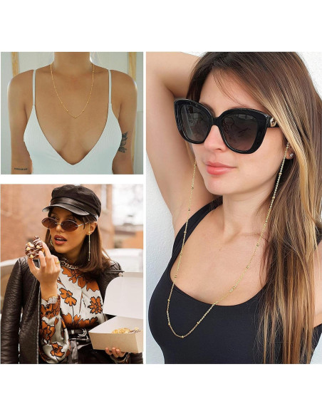 Cadena de Gafas PEARLADA de Oro 18K con Lazos Ajustables Cadena de Gafas PEARLADA de Oro 18K con Lazos Ajustables
