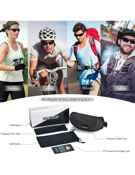 Gafas de sol deportivas DEAFRAIN Dfsg21b UV400 TR90