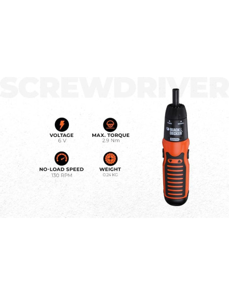 Destornillador a Batería Black & Decker A7073 6V 14 Puntas