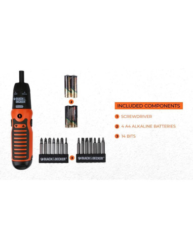 Destornillador a Batería Black & Decker A7073 6V 14 Puntas