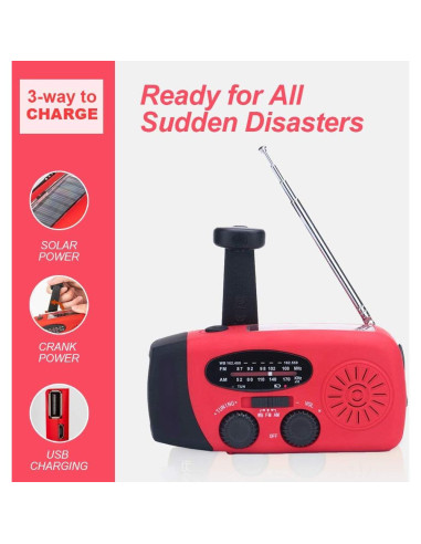 Kit de Emergencia Solar Geartist Radio Meteorológica 2000mAh