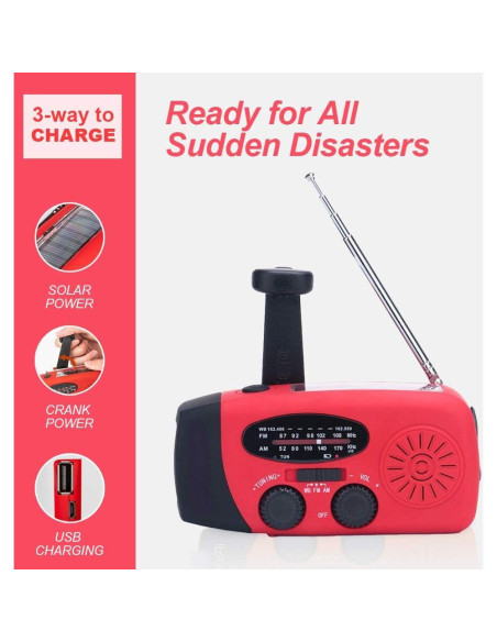 Kit de Emergencia Solar Geartist Radio Meteorológica 2000mAh