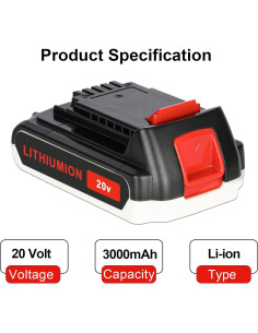 Batería de Reemplazo JYJZPB 3000mAh 20V para Black & Decker 2