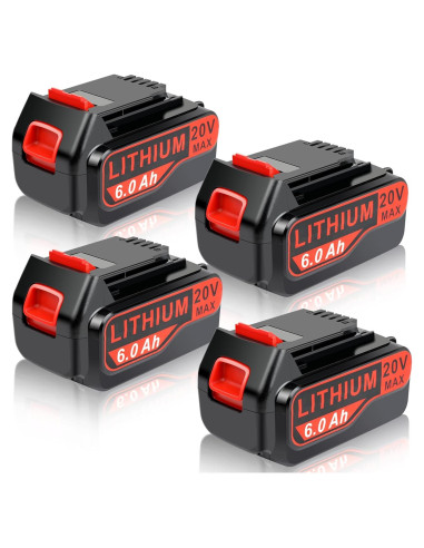 4 Baterías de Reemplazo 20V 6.0Ah Black and Decker