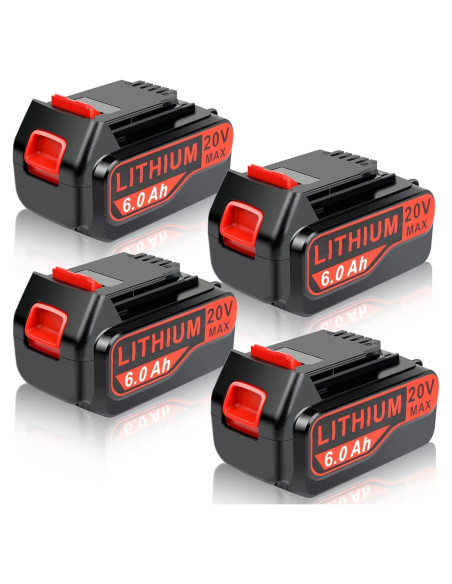 4 Baterías de Reemplazo 20V 6.0Ah Black and Decker