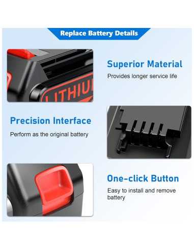 4 Baterías de Reemplazo 20V 6.0Ah Black and Decker