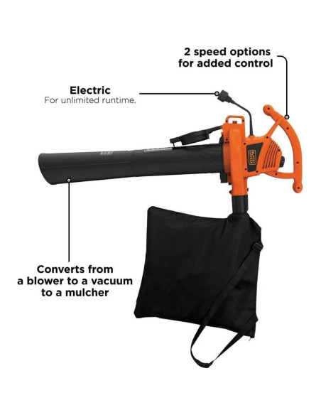 Soplador de Hojas Eléctrico 3-en-1 BLACK+DECKER BV3100 12A