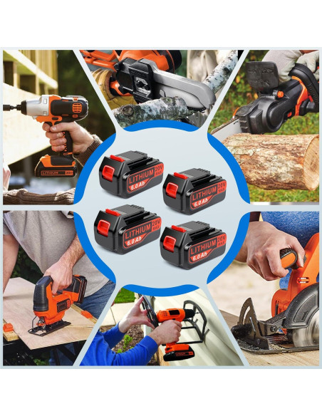 4 Baterías de Reemplazo 20V 6.0Ah Black and Decker