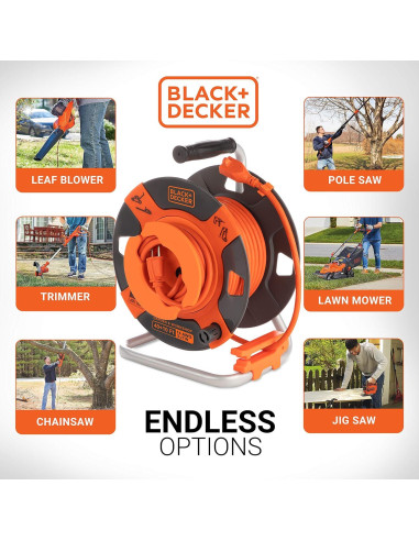 Carrete de Cable de Extensión Retráctil 15.24m BLACK+DECKER
