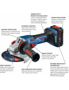 Amoladora Angular Bosch GWS18V-13C 18V 5-6" con Batería 8 Ah 2