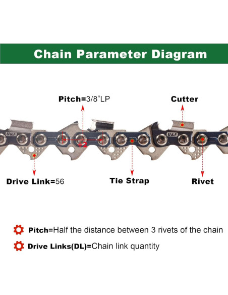 Cadena de motosierra UPFOREST 40 cm 56 enlaces bajo retroceso