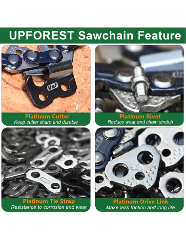 Cadena de motosierra UPFOREST 40 cm 56 enlaces bajo retroceso