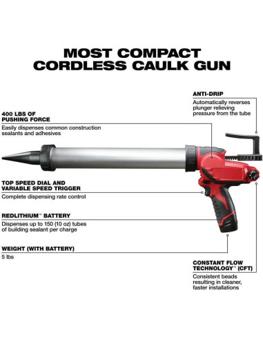Pistola de Calafateo Milwaukee M12 20Oz 400Lbs Fuerza
