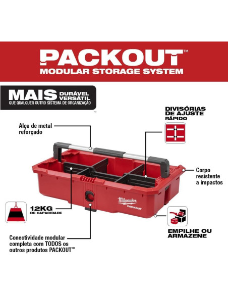 Bandeja de Herramientas Milwaukee Packout 30.1x50.3cm 6 Compartimentos