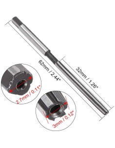 Reamer Manual uxcell 3mm Acero Aleado H8 62mm 2