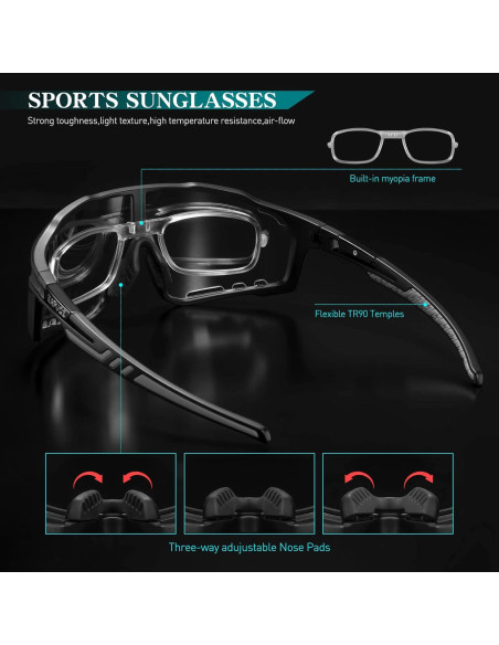 Gafas de Ciclismo Fotoquímicas KAPVOE HD UV400 Ajustables