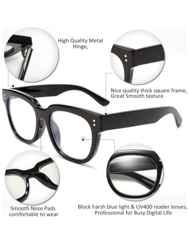 Gafas de Lectura FEISEDY Cuadradas con Bloqueo Luz Azul 1.25x