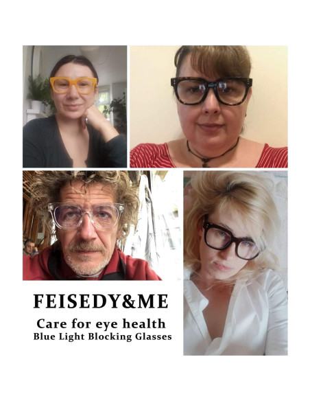 Gafas de Lectura FEISEDY Cuadradas con Bloqueo Luz Azul 1.25x