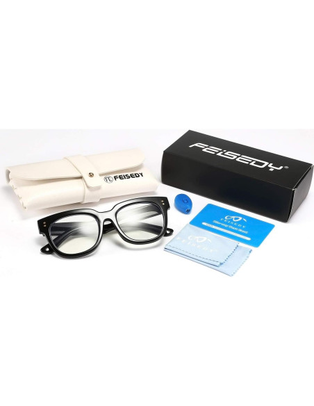 Gafas de Lectura FEISEDY Cuadradas con Bloqueo Luz Azul 1.25x