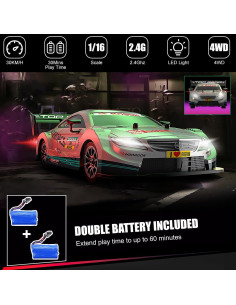 Coche RC Dollox 1/16 30KM/H 4WD con 2 Baterías y Luces 2