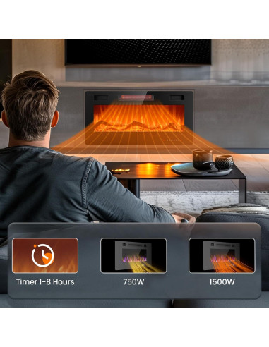 Chimenea Eléctrica Joy Pebble 91 cm Control Remoto LED