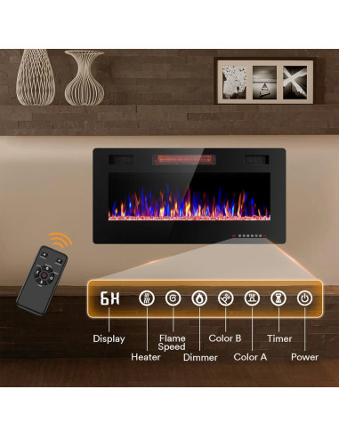 Chimenea Eléctrica Joy Pebble 91 cm Control Remoto LED