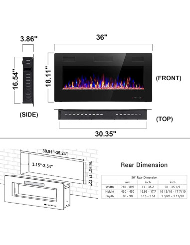 Chimenea Eléctrica Joy Pebble 91 cm Control Remoto LED