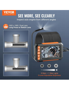 Cámara de Inspección VEVOR 1080P HD con Luz LED 15m 2